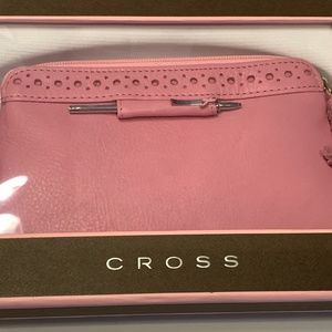 Cross Pink Leather Cosmetic Bag With Mini Pen. Makes a Great Gift. Soft leather!